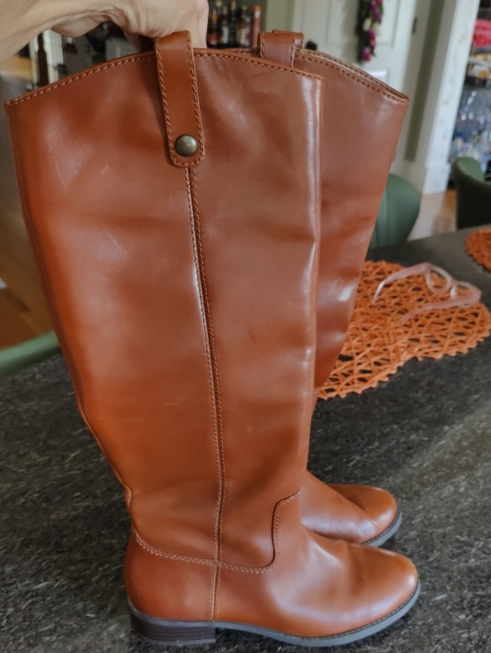Women's Tall Leather Riding Boots - Cognac Brown